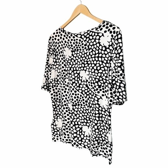 Ted Baker Top Black & White Floral Fitted Knit Blouse V Neck Women’s Size 12 - Picture 7 of 11
